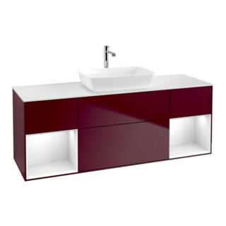 V&B Waschtischunterschrank Finion 160cm, Pl wh. m, Reg glo wh. Lac, Peo m