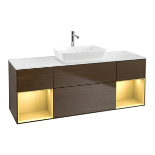 V&B Waschtischunterschrank Finion 160cm, Pl wh. m, Reg gol m Lac, wal ven
