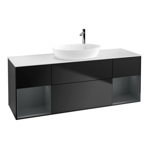 V&B Waschtischunterschrank Finion 160cm, Pl wh. m, Reg md m Lac, bla m Lac