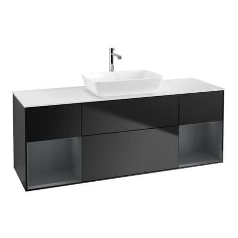 V&B Waschtischunterschrank Finion 160cm, Pl wh. m, Reg md m Lac, bla m Lac