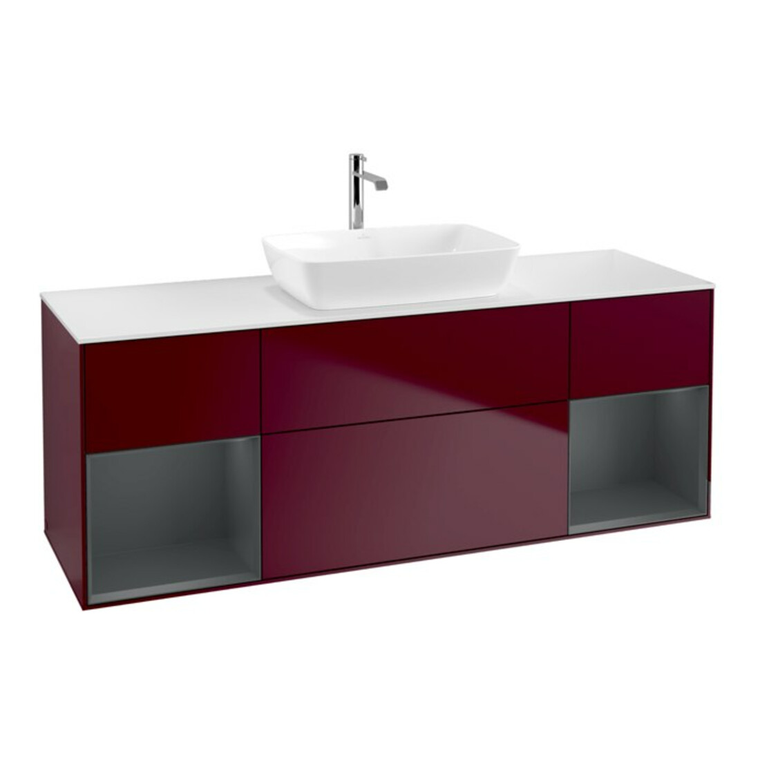 V&B Waschtischunterschrank Finion 160cm, Pl wh. m, Reg md m Lac, Peo m