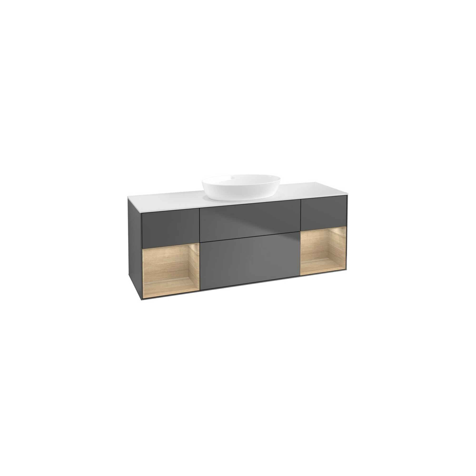 V&B Waschtischunterschrank Finion 160cm, Pl wh. m, Reg Oa ven, Anthrac. m ; Villeroy & Boch