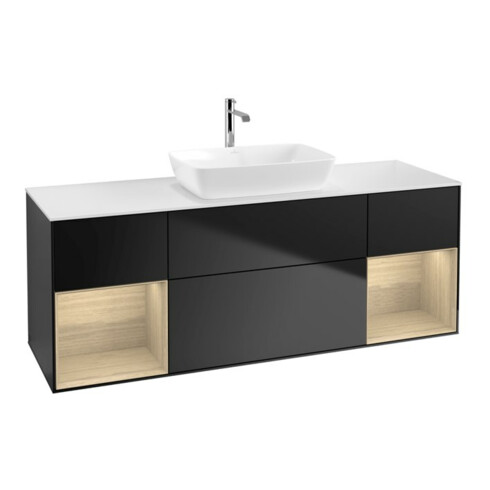 V&B Waschtischunterschrank Finion 160cm, Pl wh. m, Reg Oa ven, bla m Lac