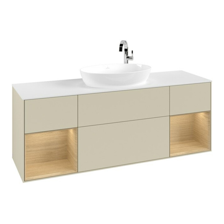 V&B Waschtischunterschrank Finion 160cm, Pl wh. m, Reg Oa ven, si Gr m Lac
