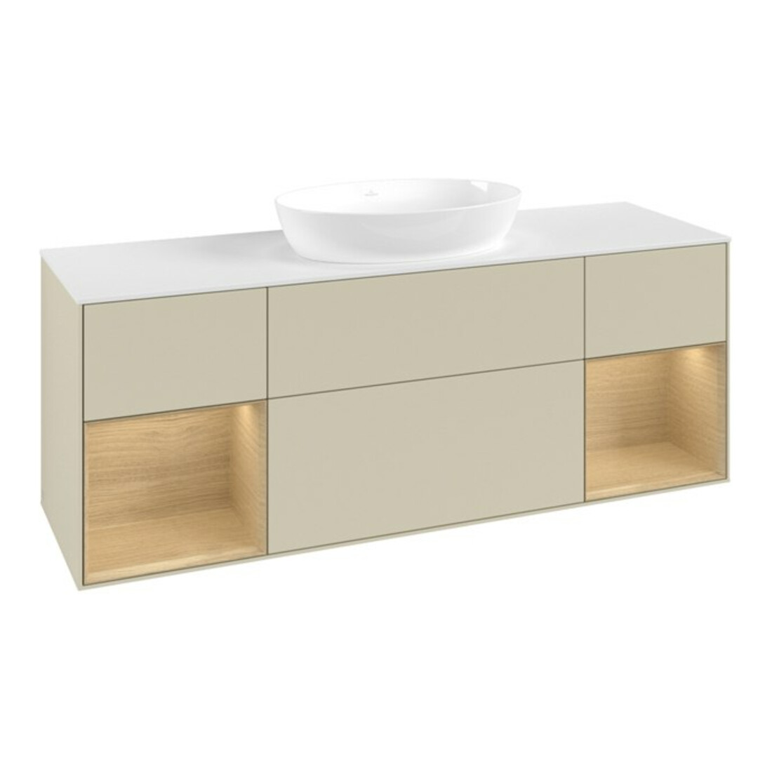 V&B Waschtischunterschrank Finion 160cm, Pl wh. m, Reg Oa ven, si Gr m Lac