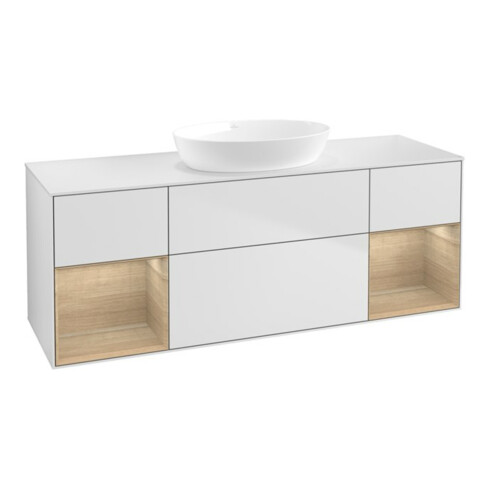 V&B Waschtischunterschrank Finion 160cm, Pl wh. m, Reg Oa ven, wh. m Lac