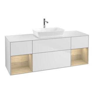 V&B Waschtischunterschrank Finion 160cm, Pl wh. m, Reg Oa ven, wh. m Lac