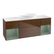 V&B Waschtischunterschrank Finion 160cm, Pl wh. m, Reg Oli. m Lac, wal ven