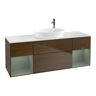 V&B Waschtischunterschrank Finion 160cm, Pl wh. m, Reg Oli. m Lac, wal ven