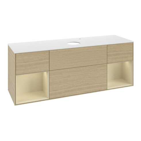 V&B Waschtischunterschrank Finion 160cm, Pl wh. m, Reg si Gr m Lac, Oa ven