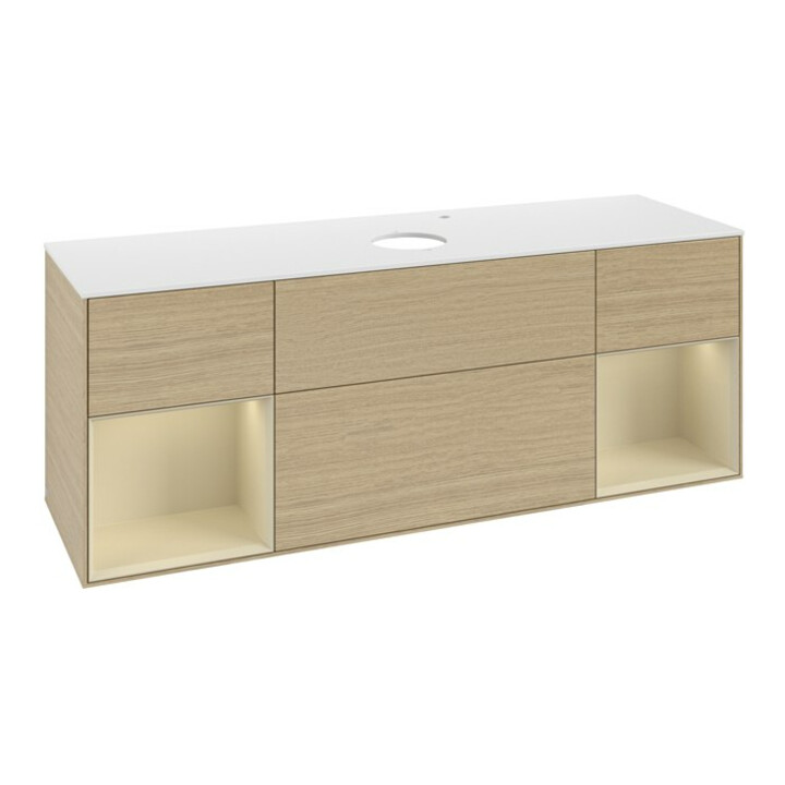 V&B Waschtischunterschrank Finion 160cm, Pl wh. m, Reg si Gr m Lac, Oa ven