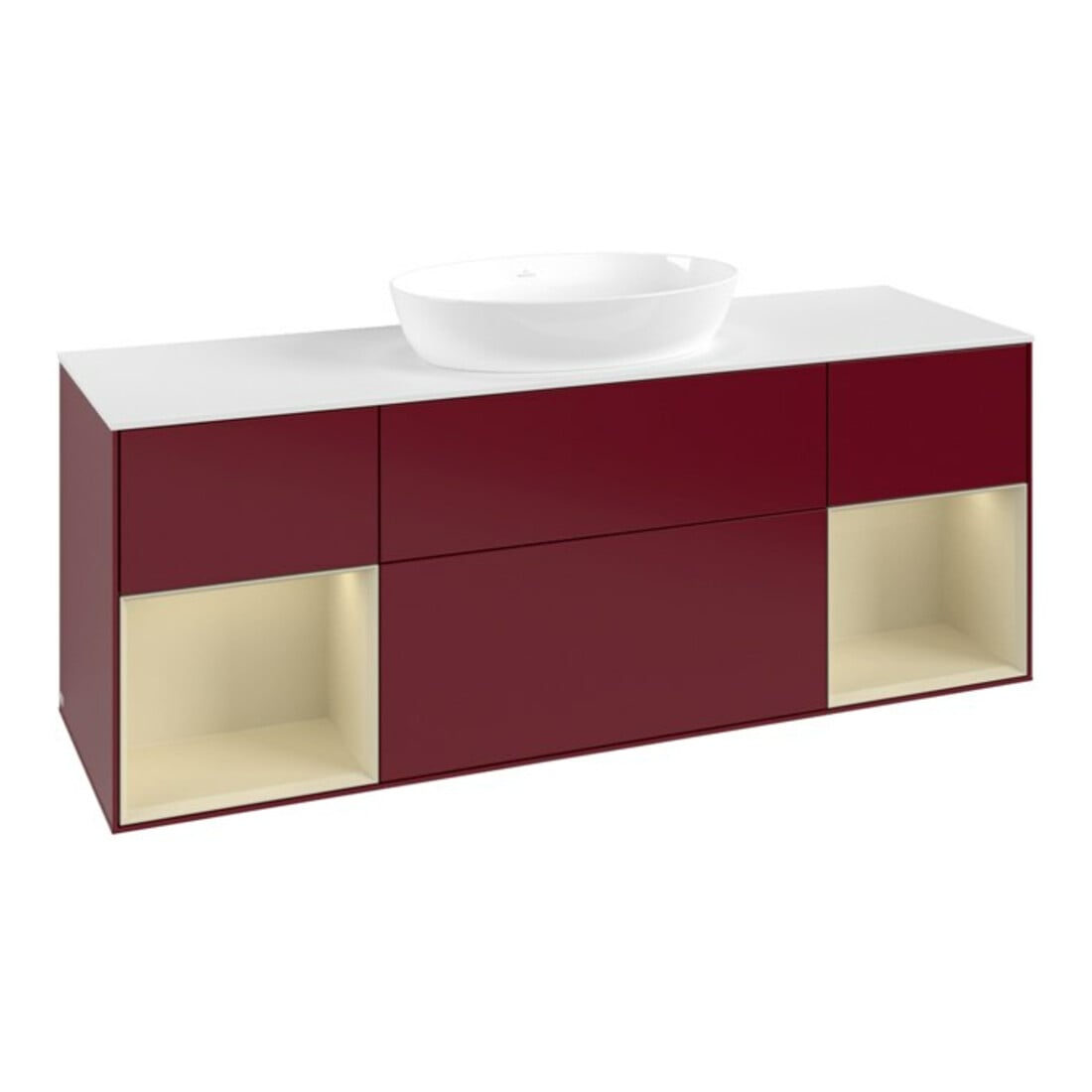 V&B Waschtischunterschrank Finion 160cm, Pl wh. m, Reg si Gr m Lac, Peo m