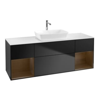V&B Waschtischunterschrank Finion 160cm, Pl wh. m, Reg wal ven, bla m Lac