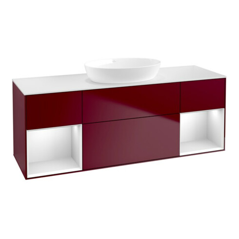 V&B Waschtischunterschrank Finion 160cm, Pl wh. m, Reg wh. m Lac, Peo m