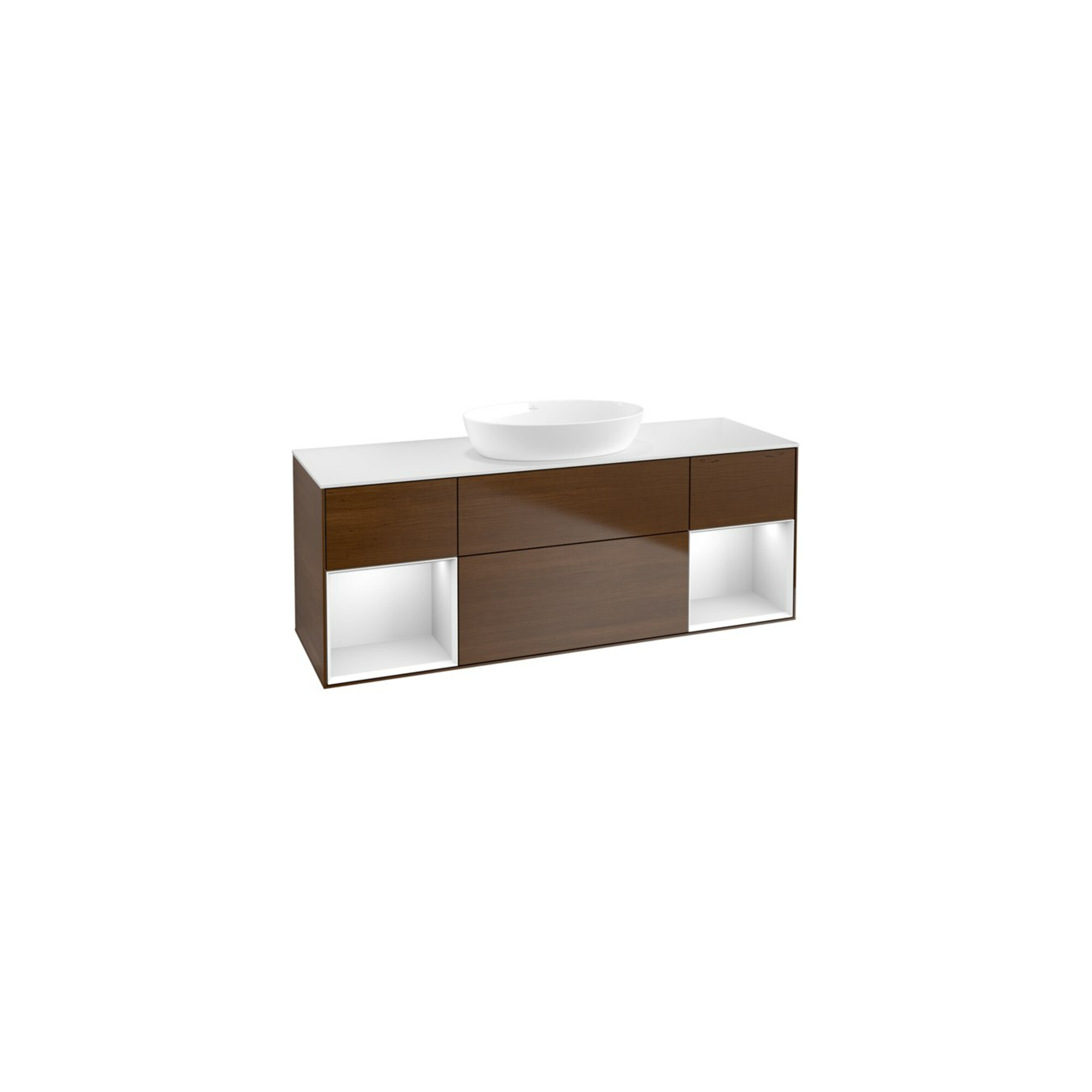 V&B Waschtischunterschrank Finion 160cm, Pl wh. m, Reg wh. m Lac, wal ven ; Villeroy & Boch