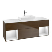 V&B Waschtischunterschrank Finion 160cm, Pl wh. m, Reg wh. m Lac, wal ven