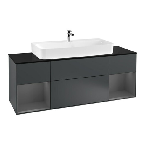 V&B Waschtischunterschrank Finion 160cm, Reg Anthrac. m Lac, md bl. m Lac