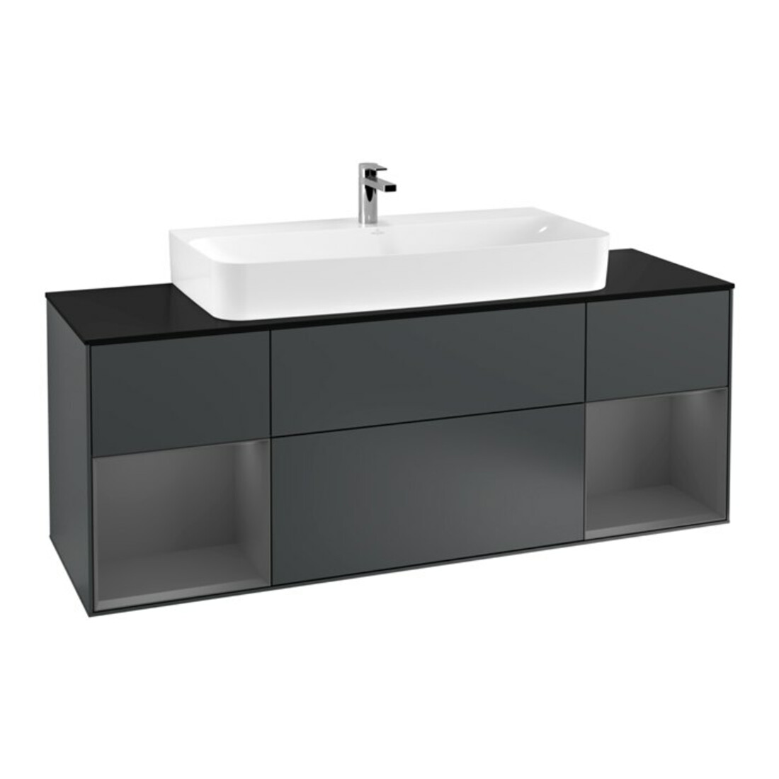V&B Waschtischunterschrank Finion 160cm, Reg Anthrac. m Lac, md bl. m Lac