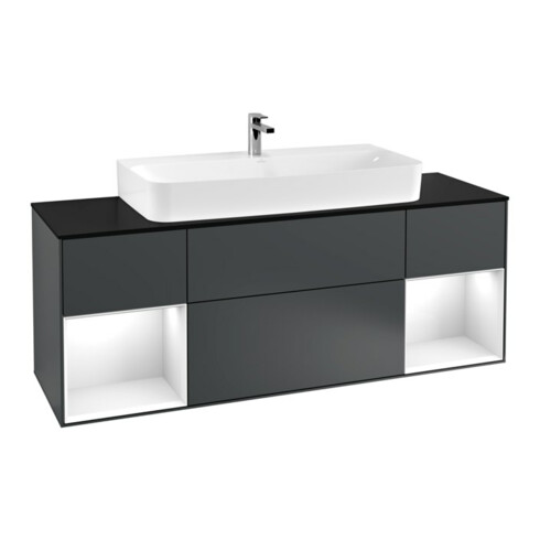 V&B Waschtischunterschrank Finion 160cm, Reg glo wh. Lac, md bl. m Lacquer