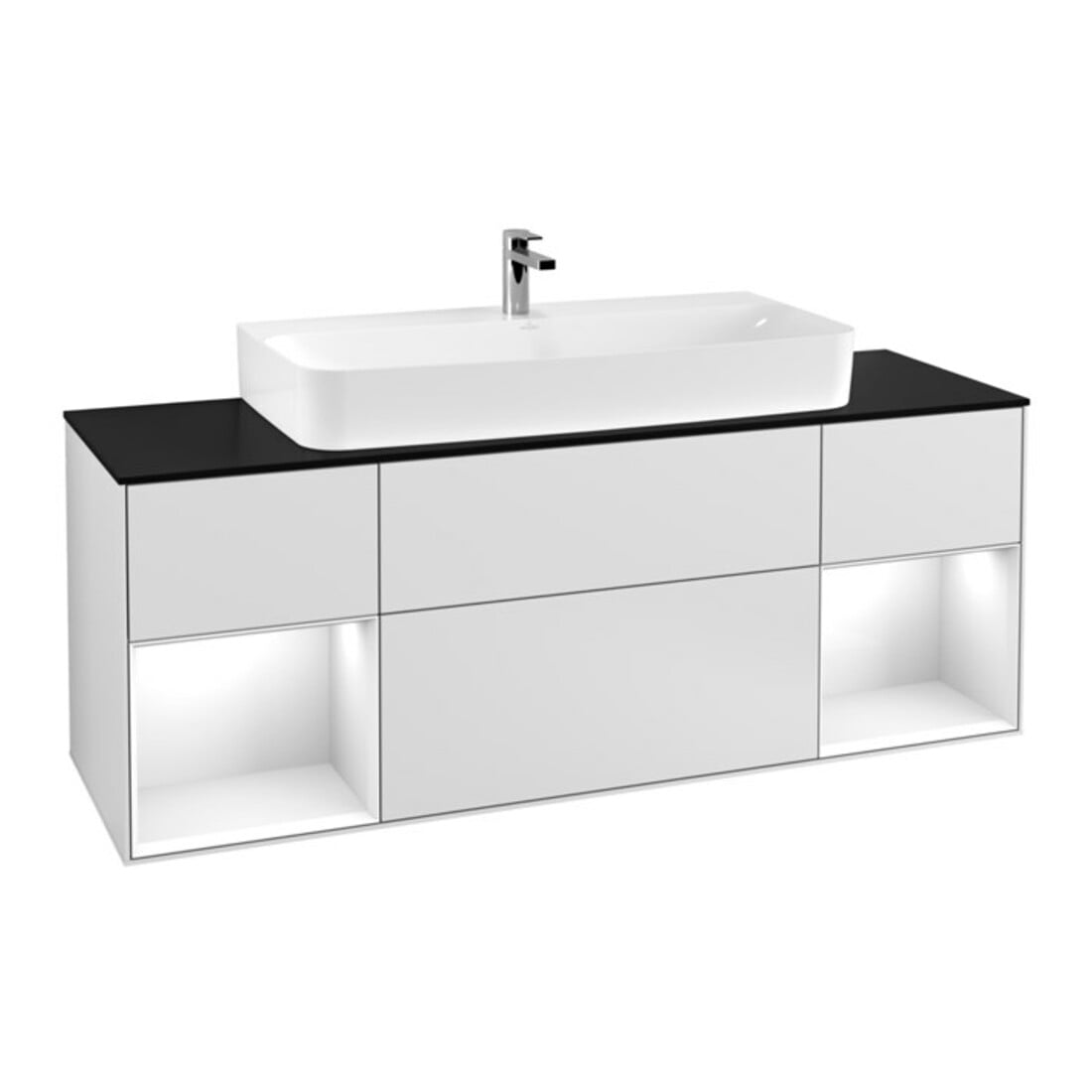 V&B Waschtischunterschrank Finion 160cm, Reg glo wh. Lac, wh. matt lacquer