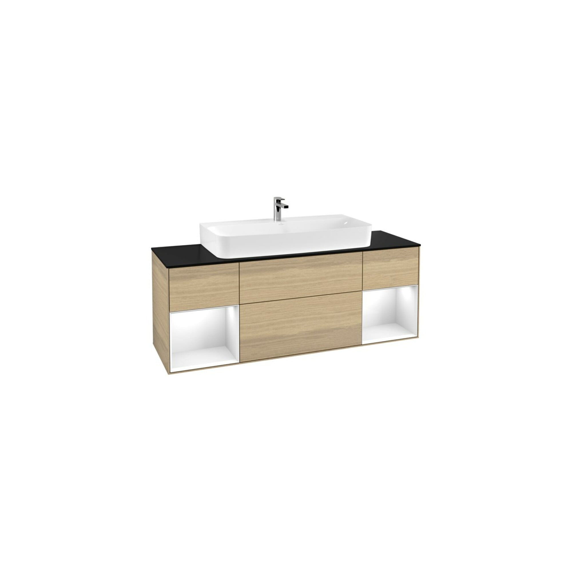 V&B Waschtischunterschrank Finion 160cm, Reg glo white lacquer, Oak Veneer ; Villeroy & Boch