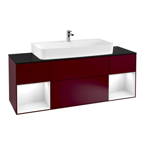 V&B Waschtischunterschrank Finion 160cm, Reg glo white lacquer, Peony Matt