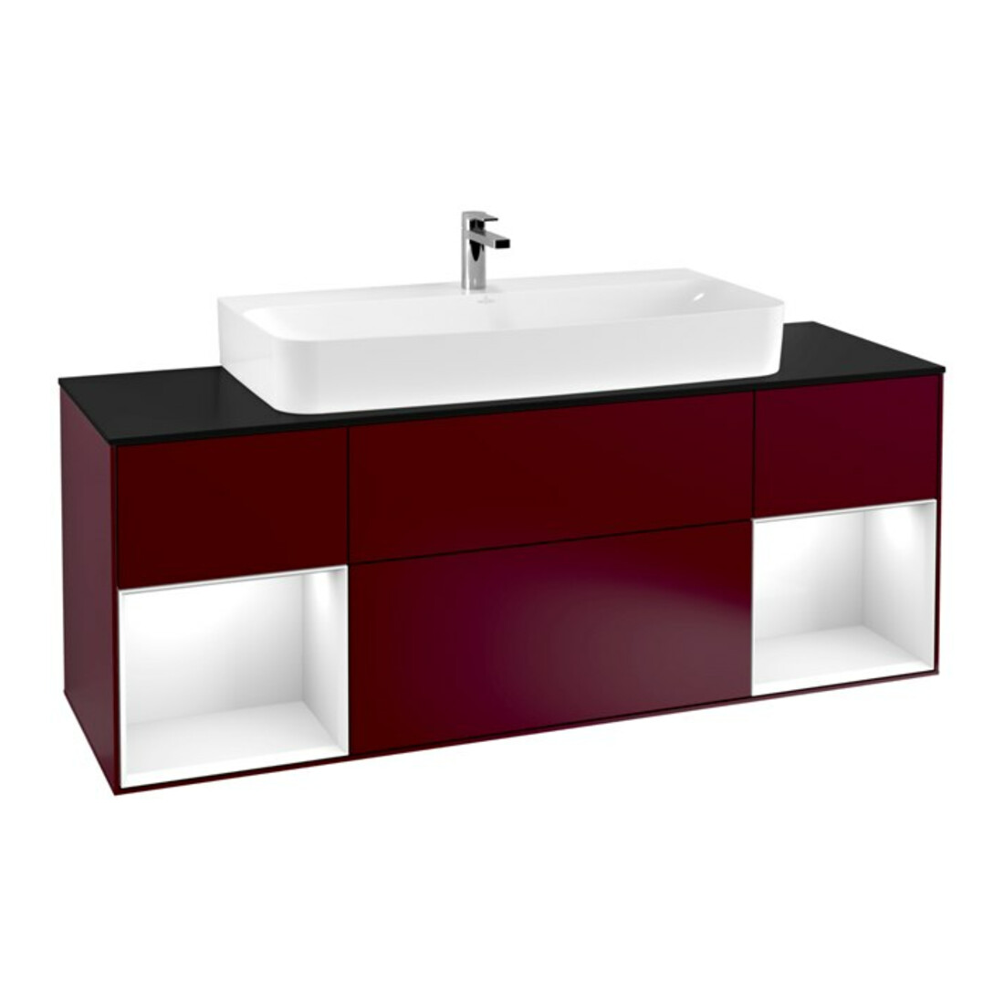 V&B Waschtischunterschrank Finion 160cm, Reg glo white lacquer, Peony Matt