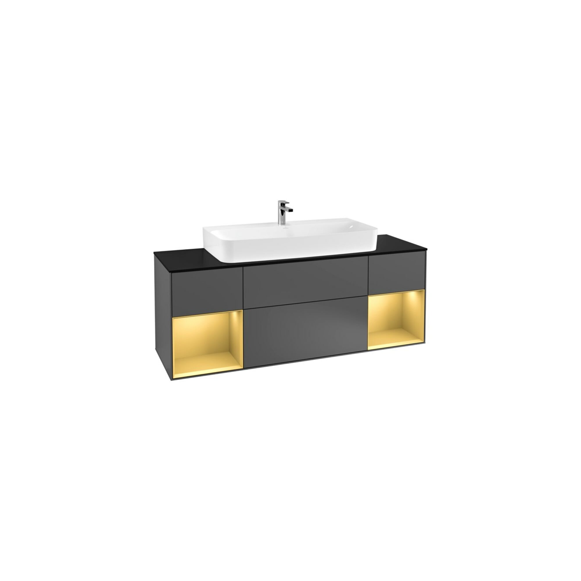 V&B Waschtischunterschrank Finion 160cm, Reg gol m Lac, Anthracite matt ; Villeroy & Boch
