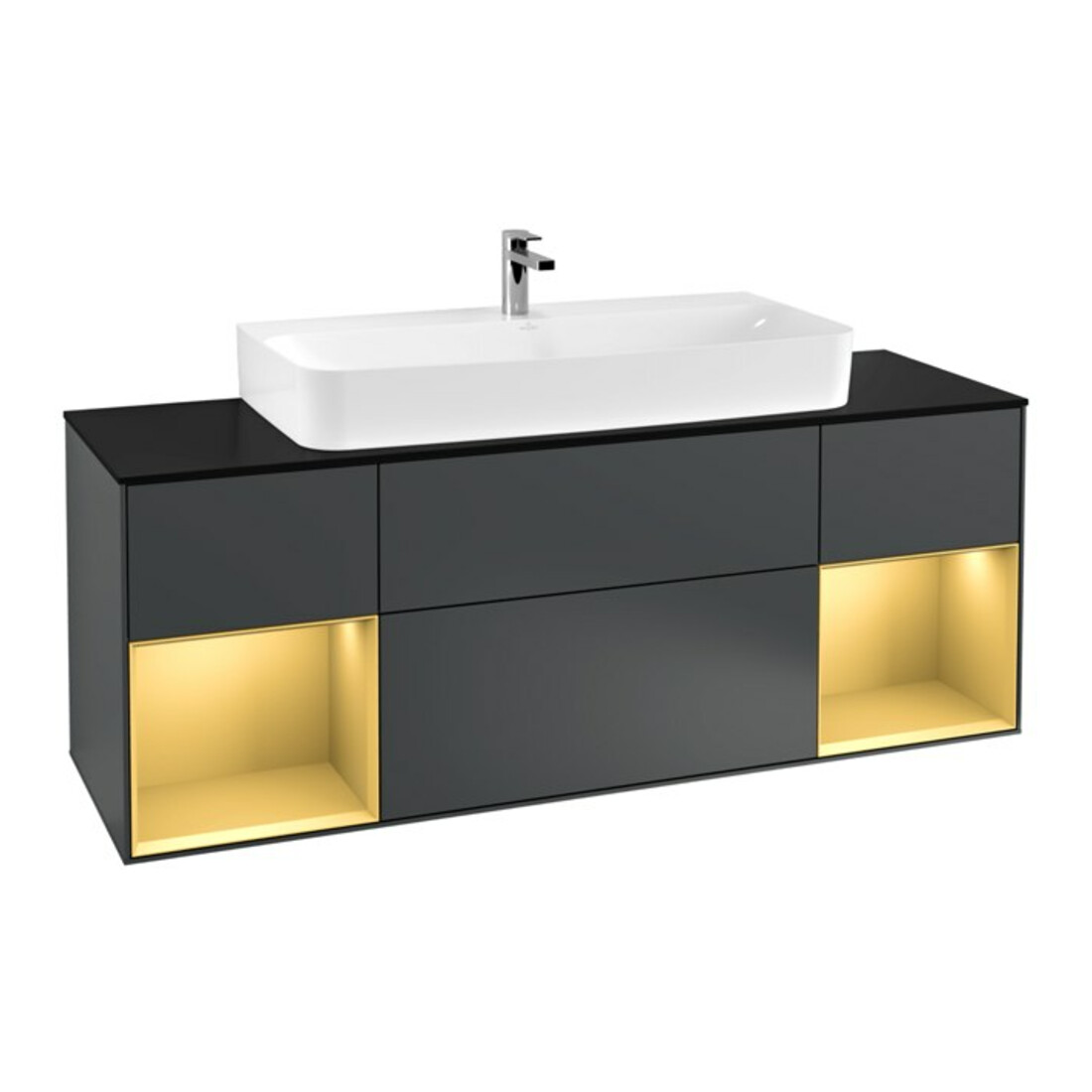 V&B Waschtischunterschrank Finion 160cm, Reg gol m Lac, md bl. m Lacquer