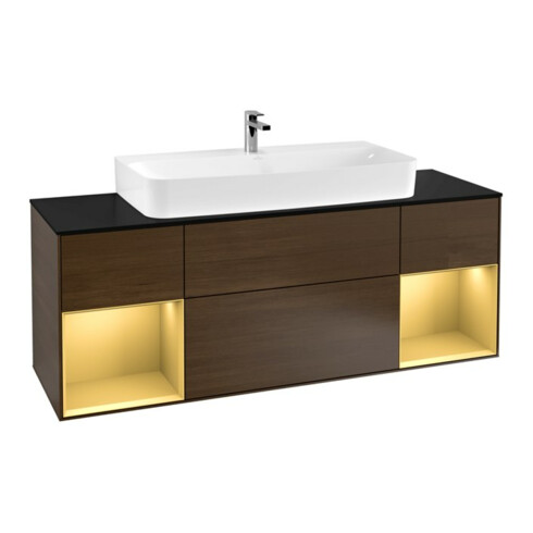 V&B Waschtischunterschrank Finion 160cm, Reg gol m lacquer, Walnut veneer