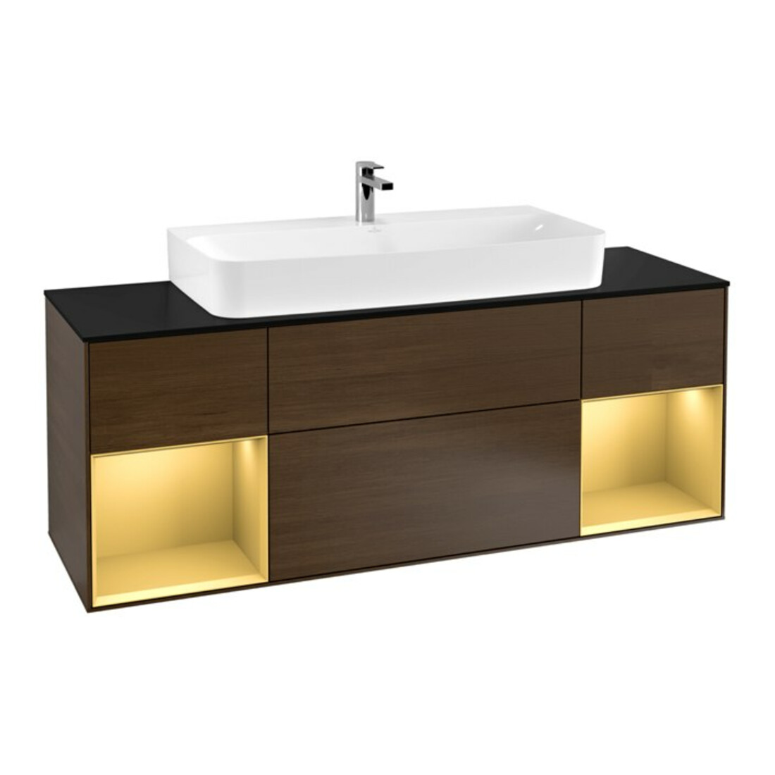 V&B Waschtischunterschrank Finion 160cm, Reg gol m lacquer, Walnut veneer