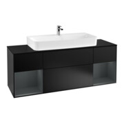 V&B Waschtischunterschrank Finion 160cm, Reg md m Lac, Black matt lacquer