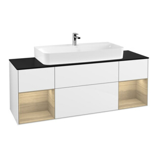 V&B Waschtischunterschrank Finion 160cm, Reg Oa ven, Glossy white lacquer