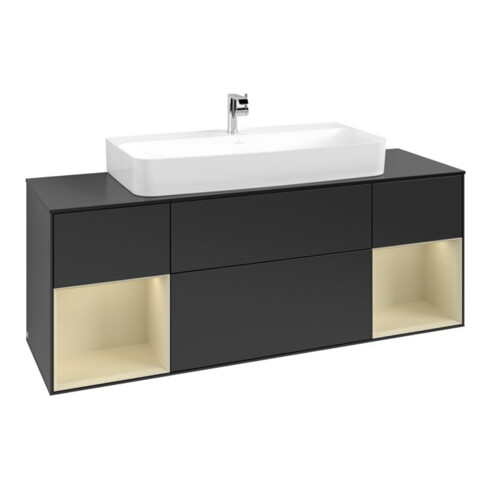 V&B Waschtischunterschrank Finion 160cm, Reg si Gr m Lac, bla matt lacquer