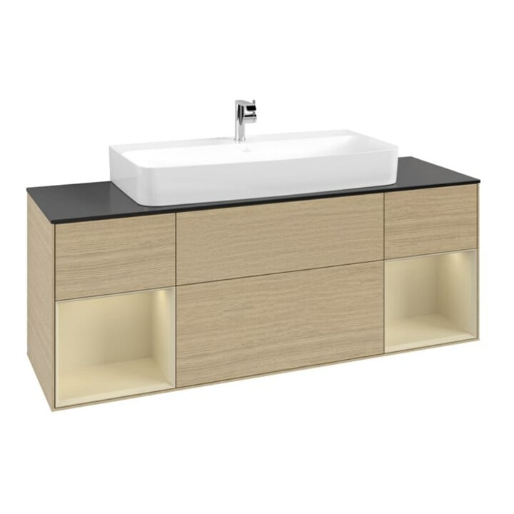V&B Waschtischunterschrank Finion 160cm, Reg si Gr m Lacquer, Oak Veneer