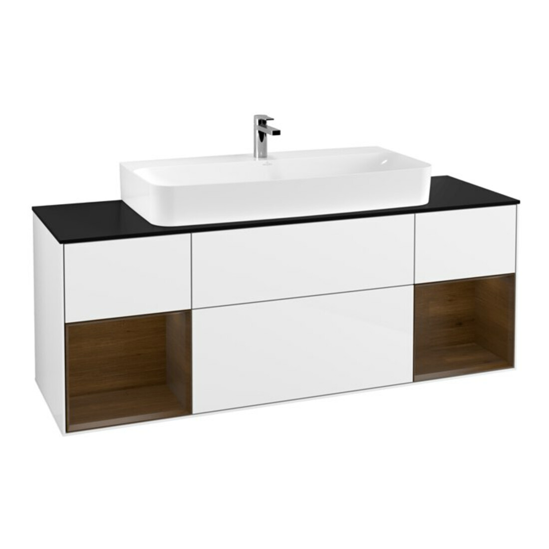 V&B Waschtischunterschrank Finion 160cm, Reg wal ven, Glossy white lacquer
