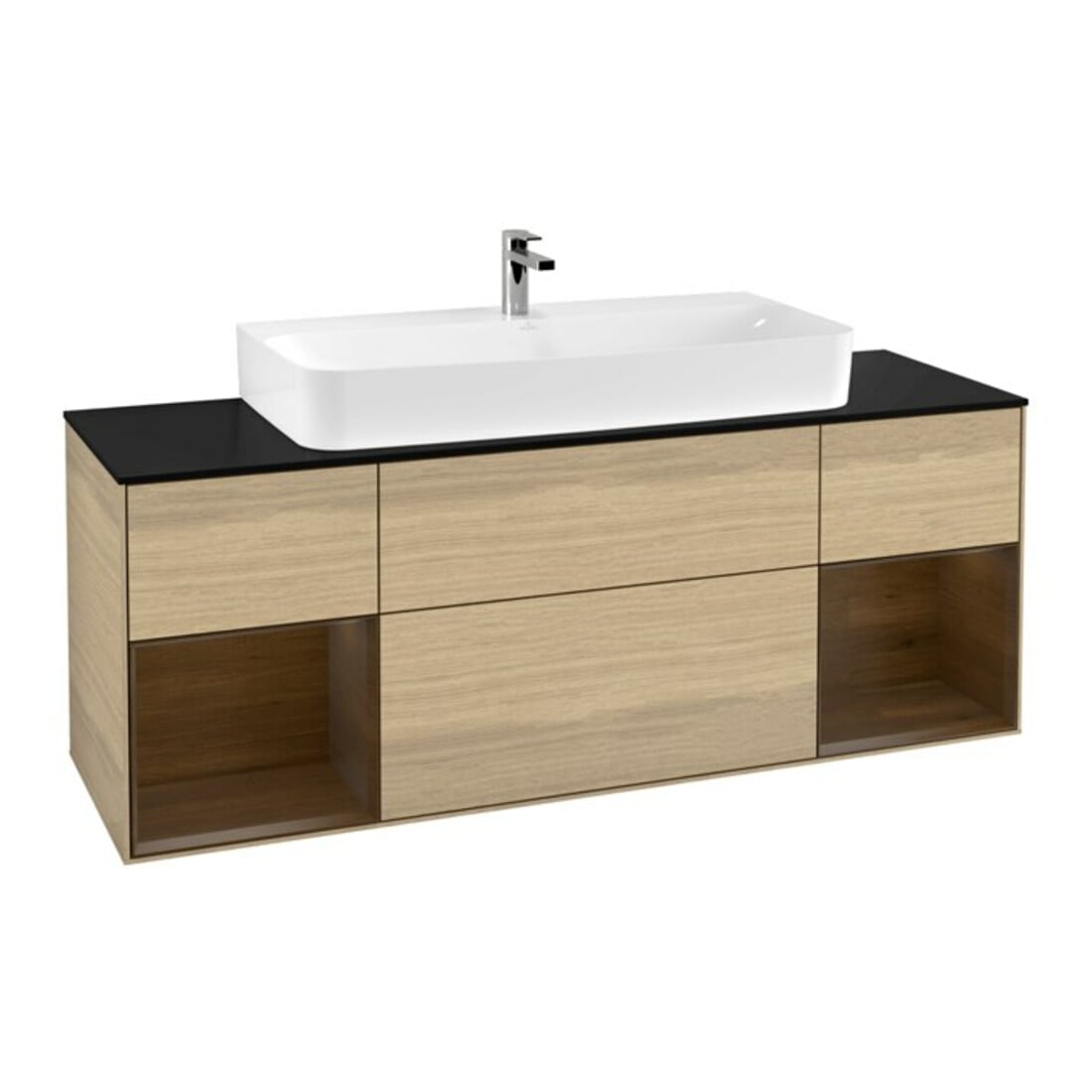 V&B Waschtischunterschrank Finion 160cm, Regal Walnut Veneer, Oak Veneer