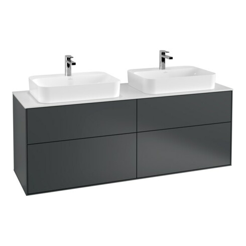 V&B Waschtischunterschrank Finion 160x60,3cm, Abd.-Pl. wh. m, md bl. m Lac