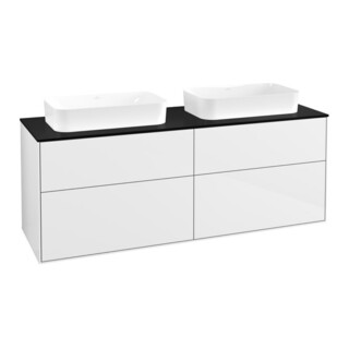 V&B Waschtischunterschrank Finion 160x60,3x50,1cm, Gl. bla m, glo wh. Lac