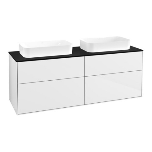 V&B Waschtischunterschrank Finion 160x60,3x50,1cm, Gl. bla m, glo wh. Lac