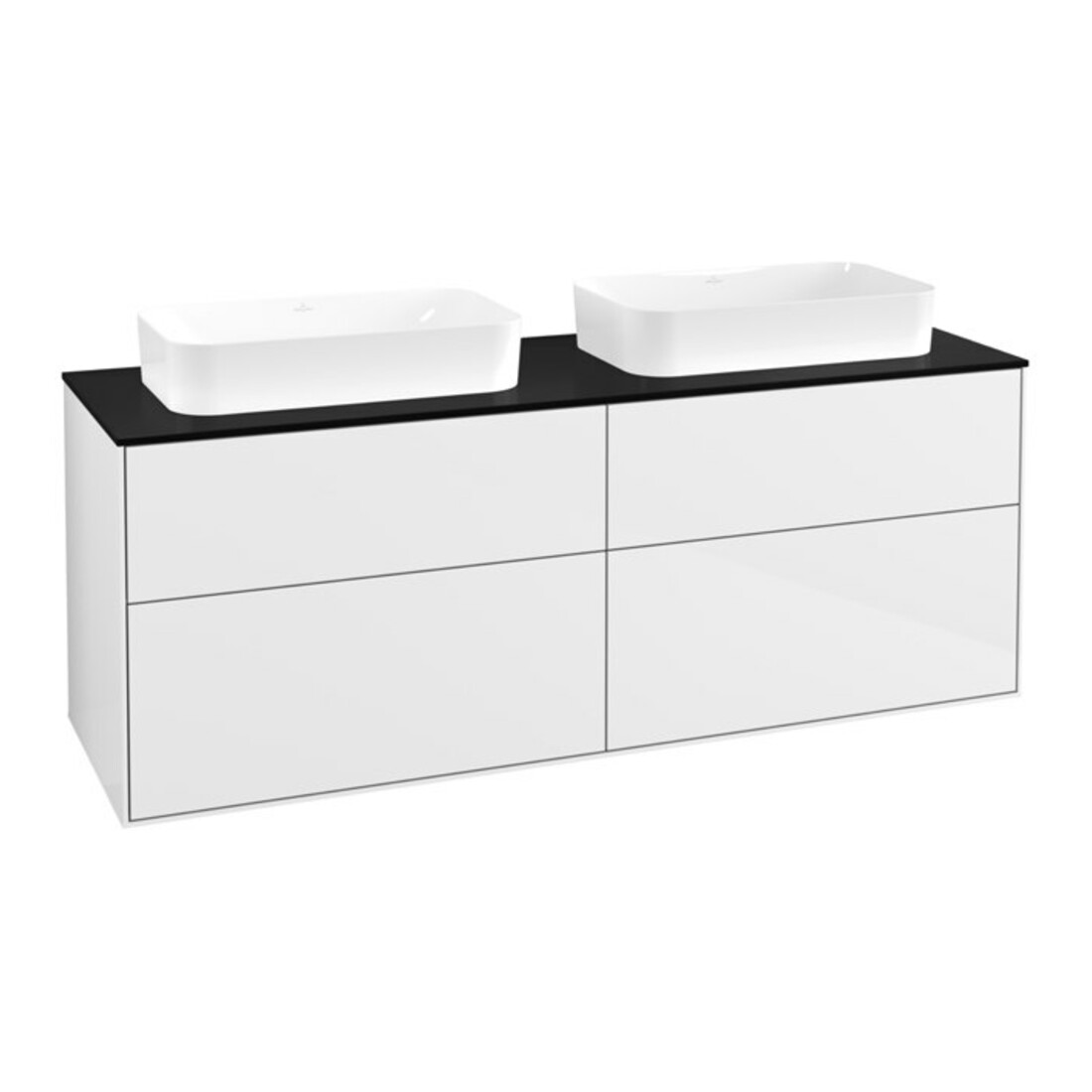 V&B Waschtischunterschrank Finion 160x60,3x50,1cm, Gl. bla m, glo wh. Lac