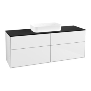 V&B Waschtischunterschrank Finion 160x60,3x50,1cm, Gl. bla m, glo wh. Lac