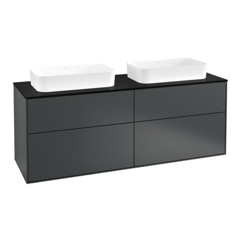 V&B Waschtischunterschrank Finion 160x60,3x50,1cm, Gl. bla m, md bl. m Lac