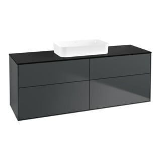 V&B Waschtischunterschrank Finion 160x60,3x50,1cm, Gl. bla m, md bl. m Lac