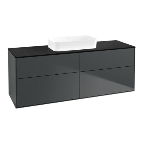 V&B Waschtischunterschrank Finion 160x60,3x50,1cm, Gl. bla m, md bl. m Lac