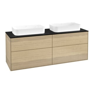 V&B Waschtischunterschrank Finion 160x60,3x50,1cm, Gl. bla m, Oak Veneer