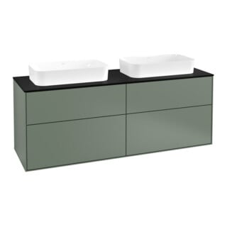 V&B Waschtischunterschrank Finion 160x60,3x50,1cm, Gl. bla m, Oli. m Lac