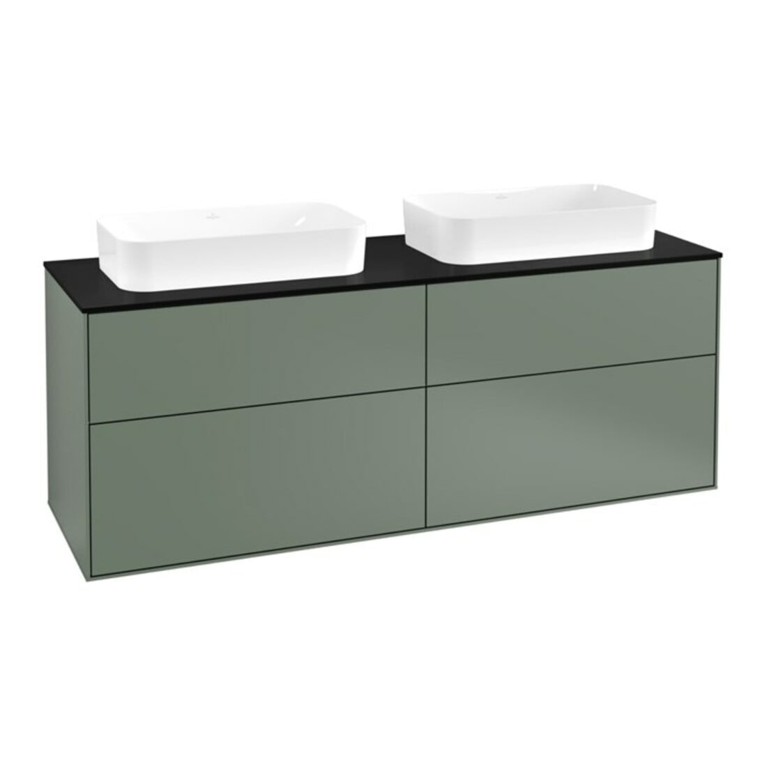 V&B Waschtischunterschrank Finion 160x60,3x50,1cm, Gl. bla m, Oli. m Lac