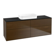 V&B Waschtischunterschrank Finion 160x60,3x50,1cm, Gl. bla m, wal veneer