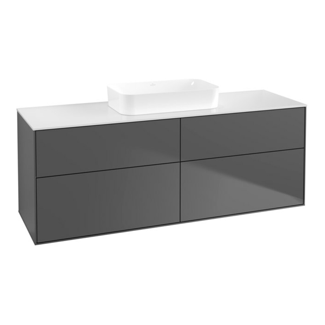 V&B Waschtischunterschrank Finion 160x60,3x50,1cm, Gl. wh. m, Anthrac. m